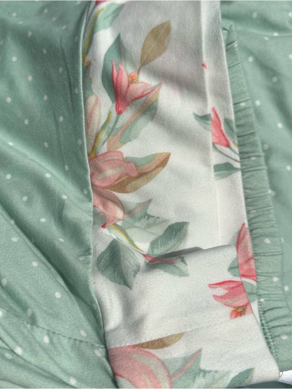Flora Nikrooz Mint Green Polka Dot and Pink Floral Sleep Set Size Large - Picture 4 of 8